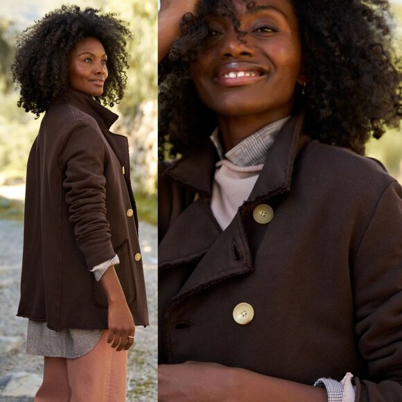 Frank & Eileen Belfast Irish Chocolate Brown Triple Fleece Sweatshirt Jacket L - Picture 2 of 9